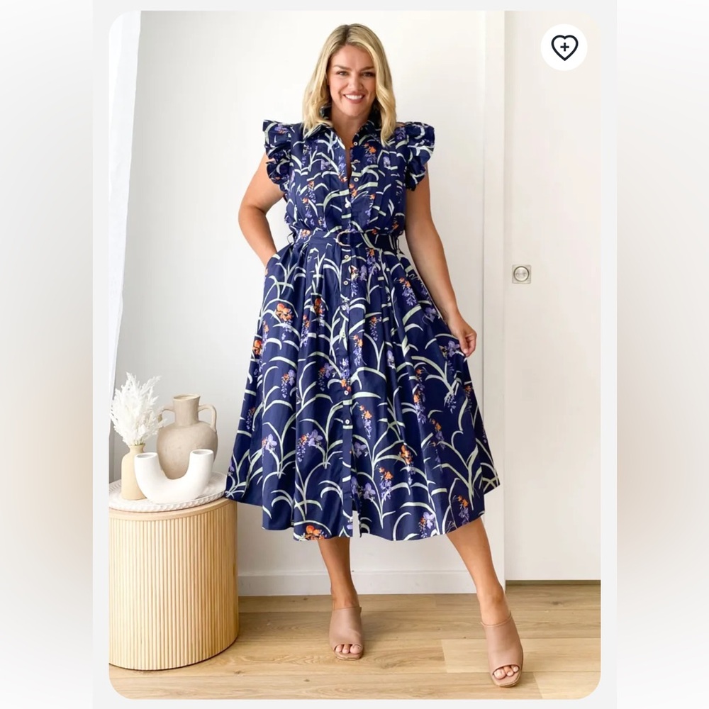 Spicy Sugar Navy Blue Floral Womley Midi Dress